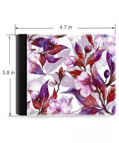 Unique Desige Pattern - Floral pattern with beautiful fruit tree twigs in bloom, Slim Front Pocket Wallet Billfold RFID Block...