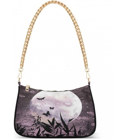 Full Moon Butterfly Shoulder Bag for Women Hobo Tote Handbag Gold Chain Crossbody Bag with Zipper Clutch Purse Handbags $16.7...