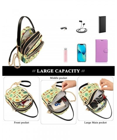 Cartoon Kitchen Ware Utensils Crossbody Bags for Women Cross Body Purse Zip Wallet Carry-on bag with Chain Strap for Women Tr...