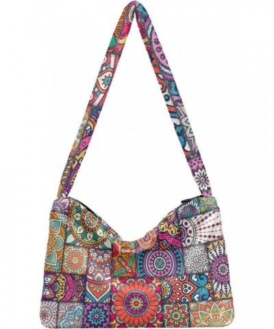 Boho Mandala Furry Tote Bag for Women Crossbody Bag Shoulder Handbags Cute Purse with Zipper for Daily Use $11.54 Totes