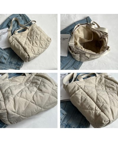 Women Quilted Tote Bag Puffer Hobo Handbag Lightweight Padding Shoulder Bag Nylon Padded Crossbody Purse Beige $20.64 Totes