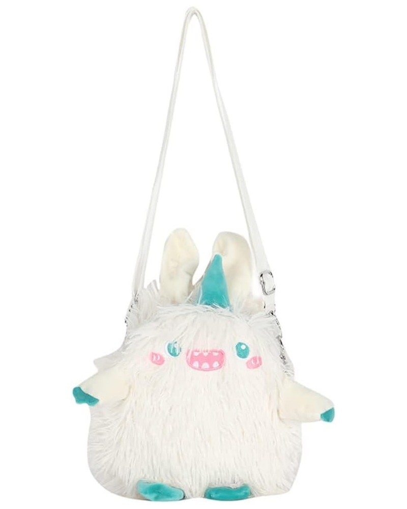 Cute funny little monster plush crossbody bag lolita shoulder bag handbag purse wellt for women and men White $8.39 Shoulder ...