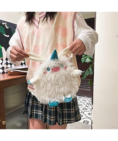 Cute funny little monster plush crossbody bag lolita shoulder bag handbag purse wellt for women and men White $8.39 Shoulder ...