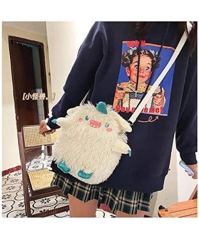 Cute funny little monster plush crossbody bag lolita shoulder bag handbag purse wellt for women and men White $8.39 Shoulder ...