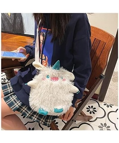 Cute funny little monster plush crossbody bag lolita shoulder bag handbag purse wellt for women and men White $8.39 Shoulder ...