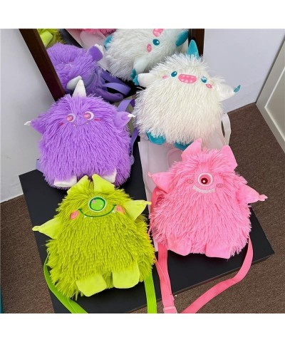 Cute funny little monster plush crossbody bag lolita shoulder bag handbag purse wellt for women and men White $8.39 Shoulder ...