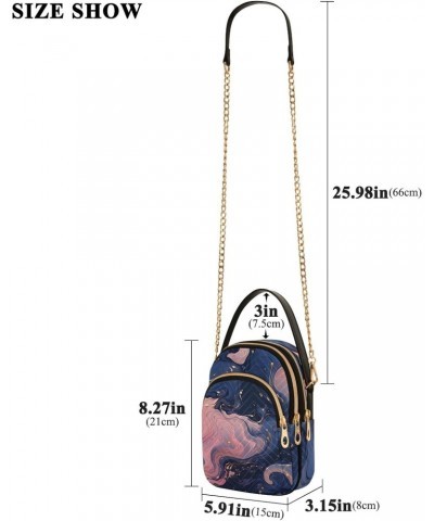 Crossbody Bag for Women, Pink Blue Marble Phone Purse Detachable Chain Bag Shoulder Handbag Wallet $14.15 Crossbody Bags