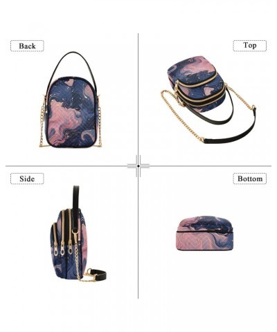 Crossbody Bag for Women, Pink Blue Marble Phone Purse Detachable Chain Bag Shoulder Handbag Wallet $14.15 Crossbody Bags