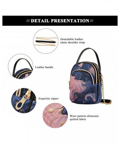 Crossbody Bag for Women, Pink Blue Marble Phone Purse Detachable Chain Bag Shoulder Handbag Wallet $14.15 Crossbody Bags