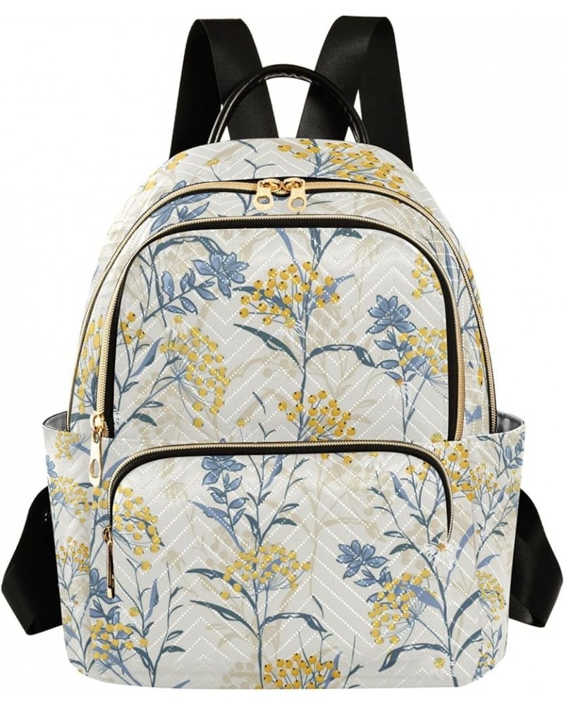 Yellow Berry and Leaves Colorful Floral Backpack Purse for Women Anti Theft Backpack Small Travel Backpack Shoulder Bag Mini(...