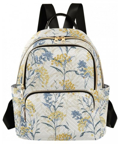 Yellow Berry and Leaves Colorful Floral Backpack Purse for Women Anti Theft Backpack Small Travel Backpack Shoulder Bag Mini(...