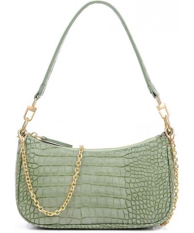 Shoulder Bag Retro Classic Purse Clutch Shoulder Tote HandBag with Zipper Closure for Women Alligator Green $10.99 Shoulder Bags