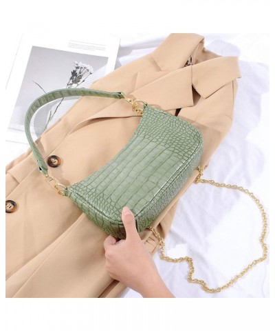 Shoulder Bag Retro Classic Purse Clutch Shoulder Tote HandBag with Zipper Closure for Women Alligator Green $10.99 Shoulder Bags