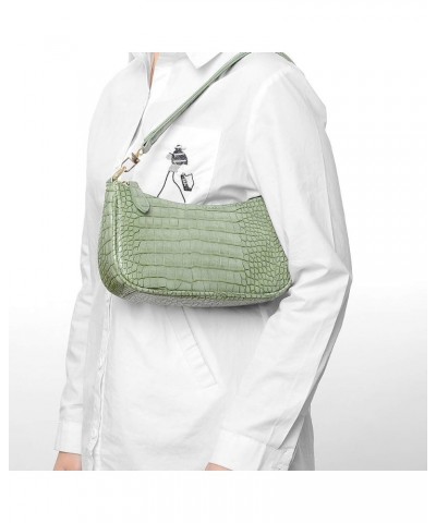 Shoulder Bag Retro Classic Purse Clutch Shoulder Tote HandBag with Zipper Closure for Women Alligator Green $10.99 Shoulder Bags