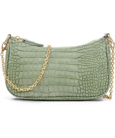 Shoulder Bag Retro Classic Purse Clutch Shoulder Tote HandBag with Zipper Closure for Women Alligator Green $10.99 Shoulder Bags