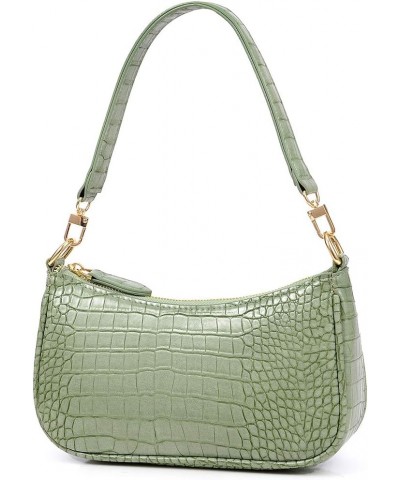 Shoulder Bag Retro Classic Purse Clutch Shoulder Tote HandBag with Zipper Closure for Women Alligator Green $10.99 Shoulder Bags