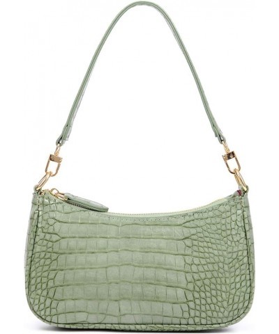 Shoulder Bag Retro Classic Purse Clutch Shoulder Tote HandBag with Zipper Closure for Women Alligator Green $10.99 Shoulder Bags