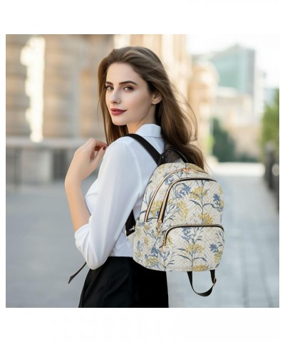 Yellow Berry and Leaves Colorful Floral Backpack Purse for Women Anti Theft Backpack Small Travel Backpack Shoulder Bag Mini(...