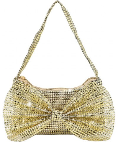 Solid Color Rhinestone Shinny Shoulder Purse Zipper Closure Women Elegant Shoulder Bag for Dinner Party Wedding Gold $8.39 Ev...