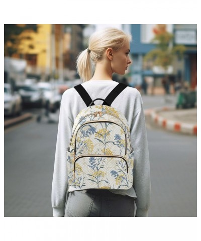 Yellow Berry and Leaves Colorful Floral Backpack Purse for Women Anti Theft Backpack Small Travel Backpack Shoulder Bag Mini(...