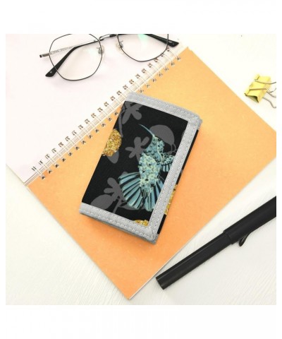 Yellow Hummingbird Flowers Slim Front Pocket Wallet RFID ID Card Holder Cute Small Wallet with Keychian for Women Kids one si...