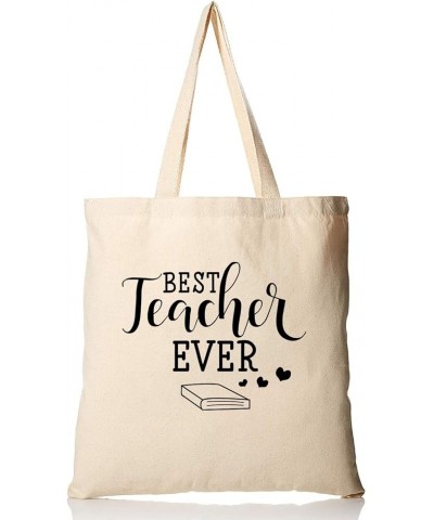 Personalized Sturdy Canvas Teacher Appreciation Gift Bags, Cute Canvas Teacher Tote Bags - Printed in the USA Book Best Teach...