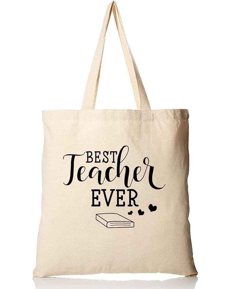 Personalized Sturdy Canvas Teacher Appreciation Gift Bags, Cute Canvas Teacher Tote Bags - Printed in the USA Book Best Teach...