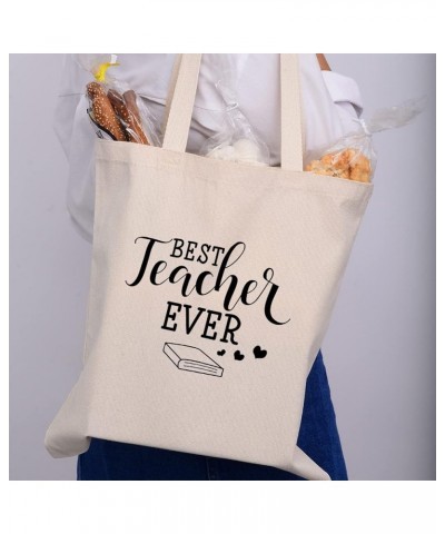 Personalized Sturdy Canvas Teacher Appreciation Gift Bags, Cute Canvas Teacher Tote Bags - Printed in the USA Book Best Teach...