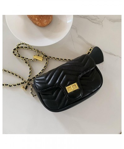 Women Quilted Crossbody Bag Versatile PU Tote Sling Bag Casual Chain Shoulder Bag Flap Messenger Bag Girl Stylish Black $10.5...