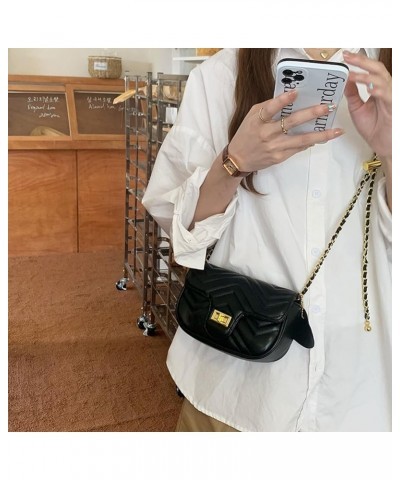 Women Quilted Crossbody Bag Versatile PU Tote Sling Bag Casual Chain Shoulder Bag Flap Messenger Bag Girl Stylish Black $10.5...