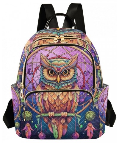 Rainbow Colored Cat Ladies Backpack Purse Quilted Anti Theft Travel Backpack Women's Mini Backpack Owl Pink Dream Catcher Med...