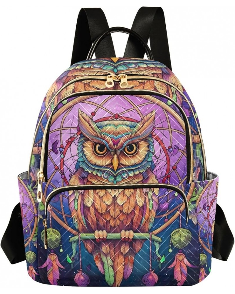 Rainbow Colored Cat Ladies Backpack Purse Quilted Anti Theft Travel Backpack Women's Mini Backpack Owl Pink Dream Catcher Med...