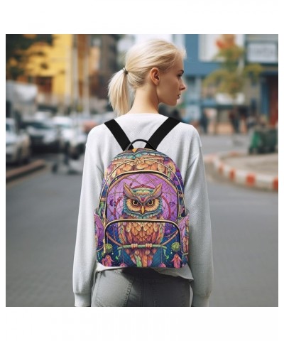 Rainbow Colored Cat Ladies Backpack Purse Quilted Anti Theft Travel Backpack Women's Mini Backpack Owl Pink Dream Catcher Med...