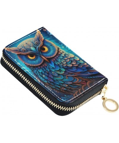 RFID Credit Card Holder Boho Owl Leather With Zipper Card Case Wallet for Women Girls $10.06 Wallets