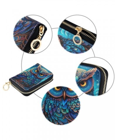 RFID Credit Card Holder Boho Owl Leather With Zipper Card Case Wallet for Women Girls $10.06 Wallets