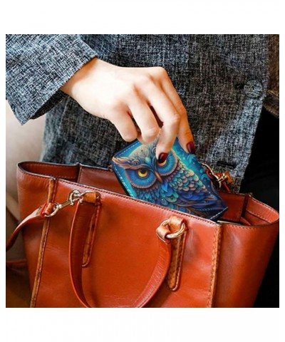 RFID Credit Card Holder Boho Owl Leather With Zipper Card Case Wallet for Women Girls $10.06 Wallets