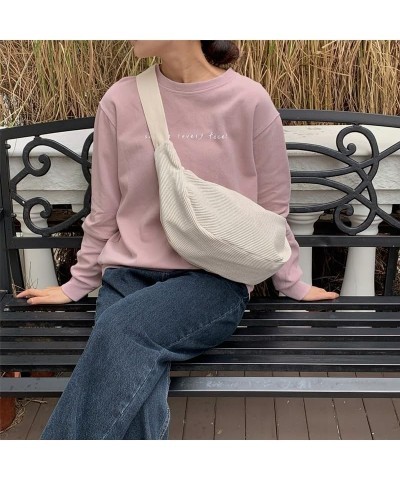 Women Small Corduroy Hobo Bag Sling Bag Wide Strap Crossbody Bag Shoulder Bag Casual Handbag Daily Purse Black $13.49 Hobo Bags