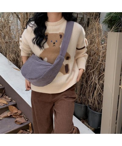 Women Small Corduroy Hobo Bag Sling Bag Wide Strap Crossbody Bag Shoulder Bag Casual Handbag Daily Purse Black $13.49 Hobo Bags