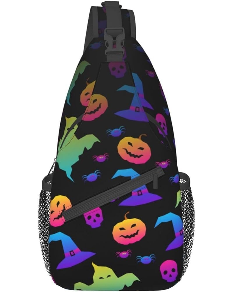 Lightweight Sling Backpack Red Galaxy Constellation Shoulder Chest Bag Sling Bag Travel Hiking Small Backpack Rainbow Hallowe...