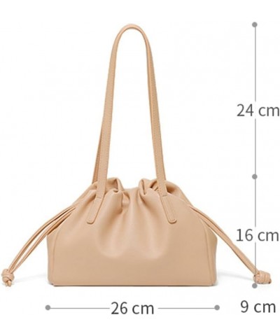 Chic Drawstring Storage Leather Shoulder Bag Fashion Women Handle Purse Female Trendy Roomy Outdoors Shoulder Wallet 2024 Bla...