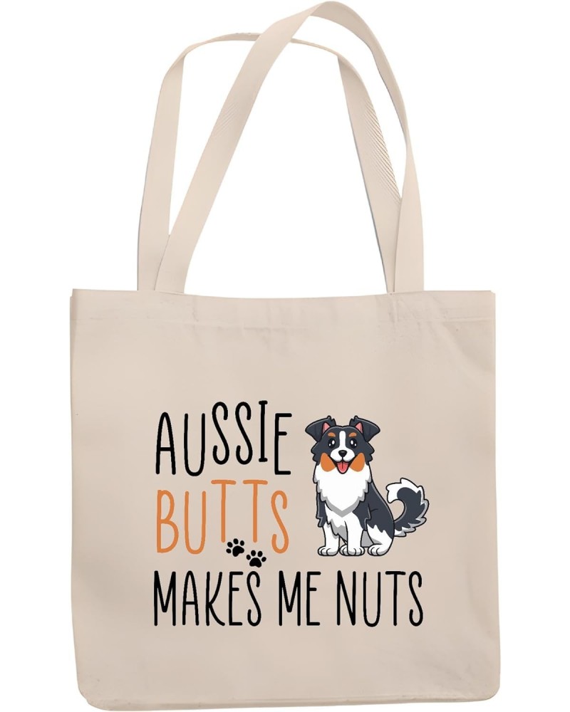 Aussie butts make me nuts funny dog lover saying Natural White Multicolor Canvas Tote Bag 1093 $18.69 Totes