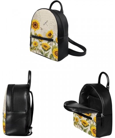 Sunflowers Cow Pattern, Women Backpack Purse Water Resistant PU Leather Shoulder Bags Fashion Rucksack Ladies College Daypack...