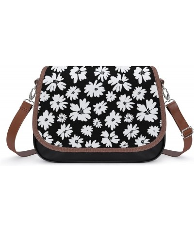 Floral Pattern with Roses, Anemones Women Crossbody Clutch Purse Handbag Shoulder Bags Free Hand Bold Floral Print Black and ...