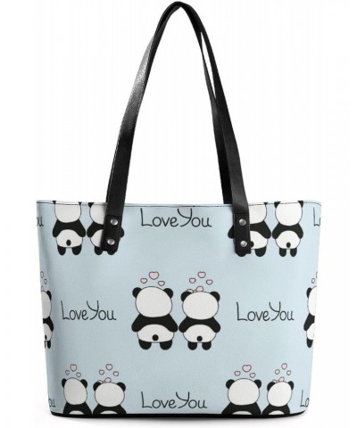 Womens Handbag Panda Patterns Leather Tote Bag Top Handle Satchel Bags For Lady $16.10 Totes