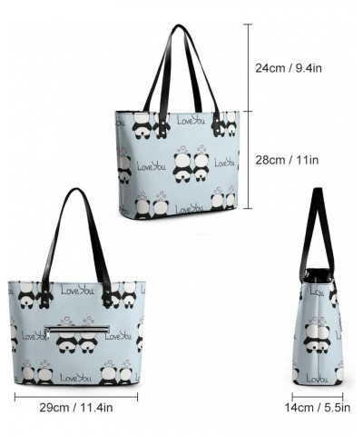 Womens Handbag Panda Patterns Leather Tote Bag Top Handle Satchel Bags For Lady $16.10 Totes