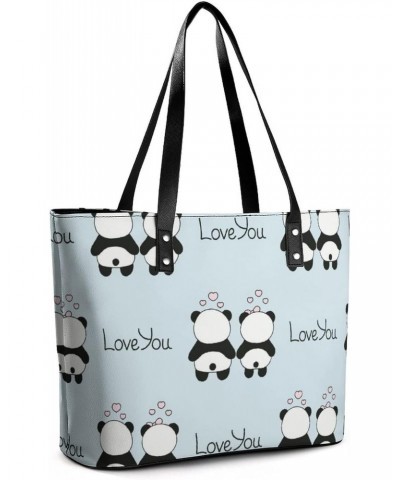 Womens Handbag Panda Patterns Leather Tote Bag Top Handle Satchel Bags For Lady $16.10 Totes