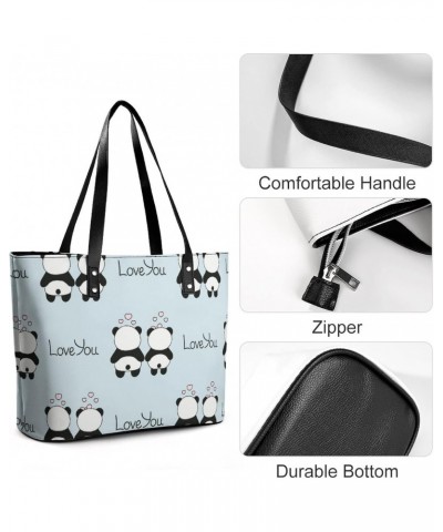 Womens Handbag Panda Patterns Leather Tote Bag Top Handle Satchel Bags For Lady $16.10 Totes