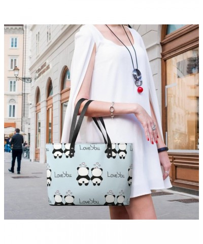 Womens Handbag Panda Patterns Leather Tote Bag Top Handle Satchel Bags For Lady $16.10 Totes