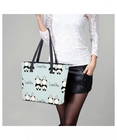 Womens Handbag Panda Patterns Leather Tote Bag Top Handle Satchel Bags For Lady $16.10 Totes