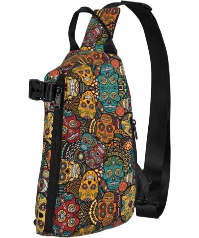 Sunflower.. Print Cross Bag Casual Sling Backpack,Daypack For Travel,Hiking,Gym Shoulder Pack Sugar and Skulls Style One Size...